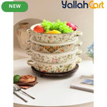 Luxurious Persian-Style Shallow Bowl with Colorful Rim