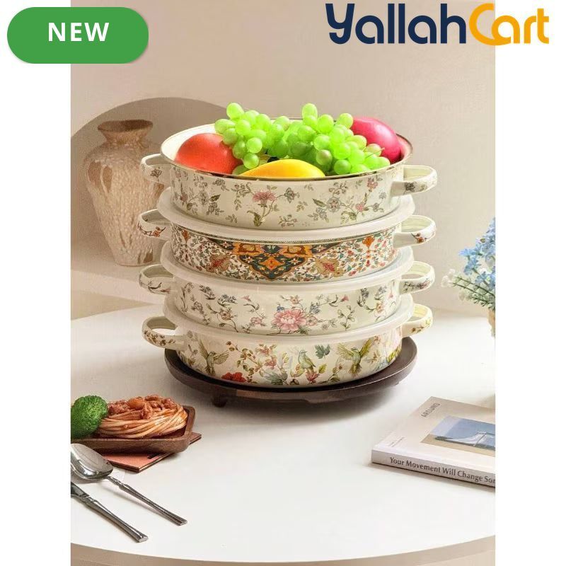 Luxurious Persian-Style Shallow Bowl with Colorful Rim