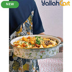 Luxurious Persian-Style Shallow Bowl with Colorful Rim