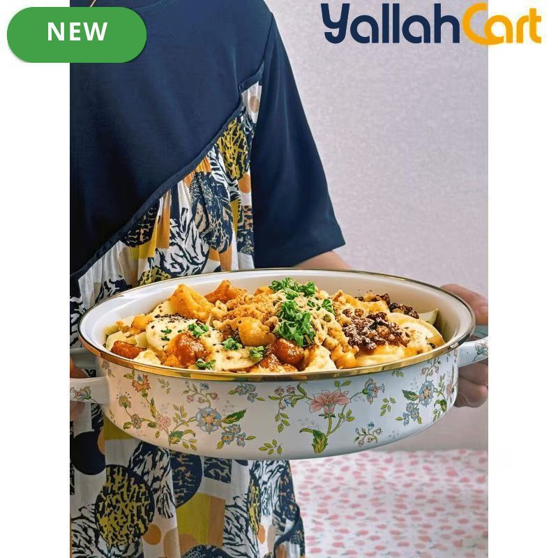 Luxurious Persian-Style Shallow Bowl with Colorful Rim