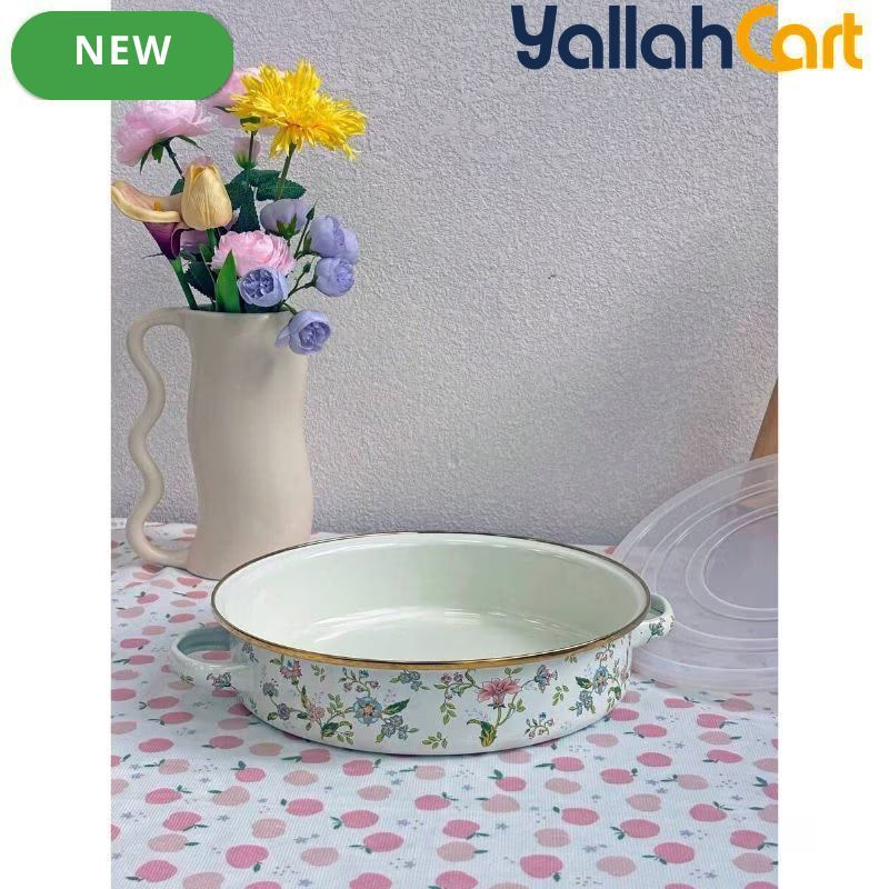 Luxurious Persian-Style Shallow Bowl with Colorful Rim