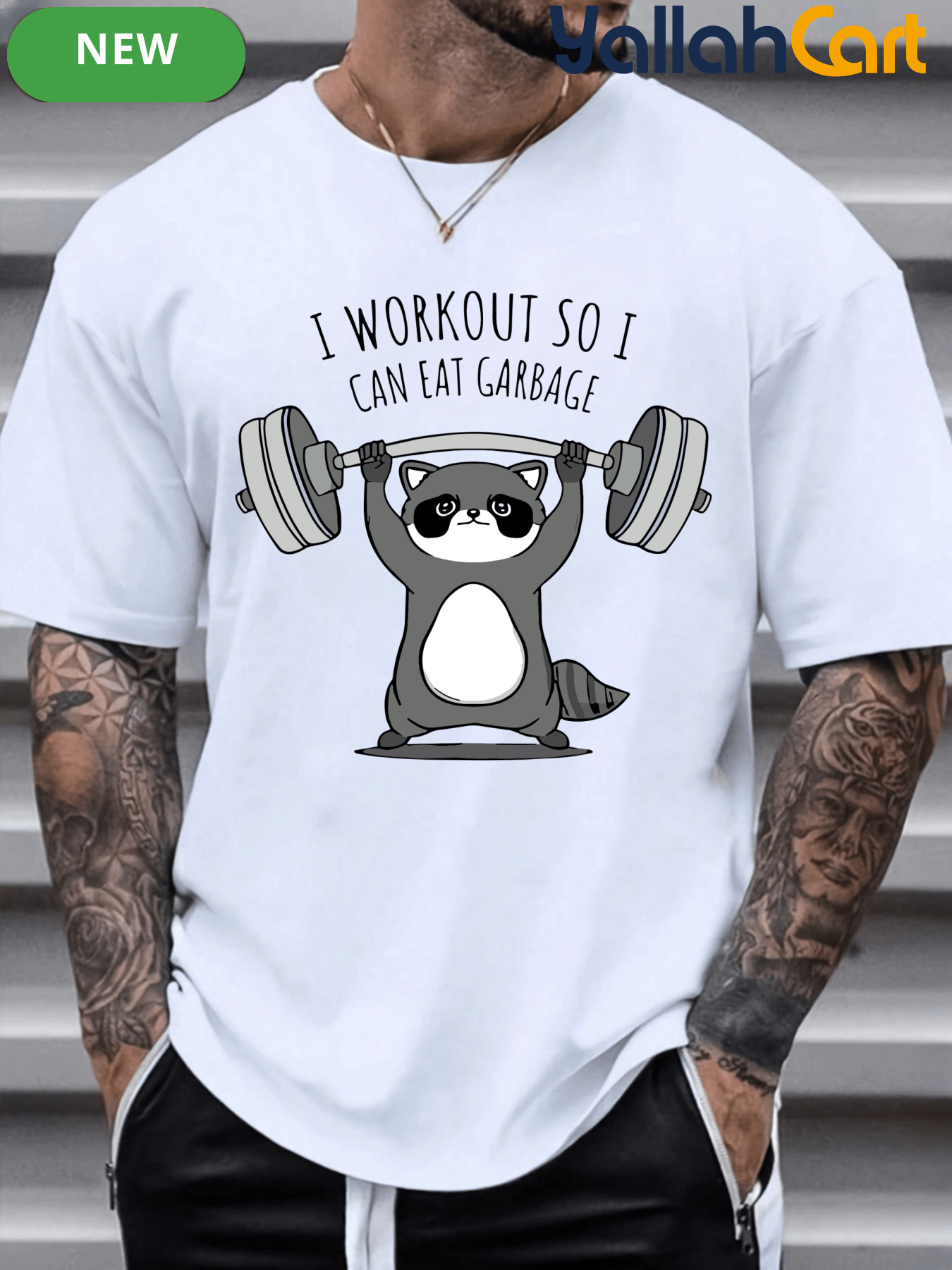 Men’s "I Workout So I Can Eat Garbage" Funny Gym Graphic Tee – 180 GSM Pure Cotton T-Shirt