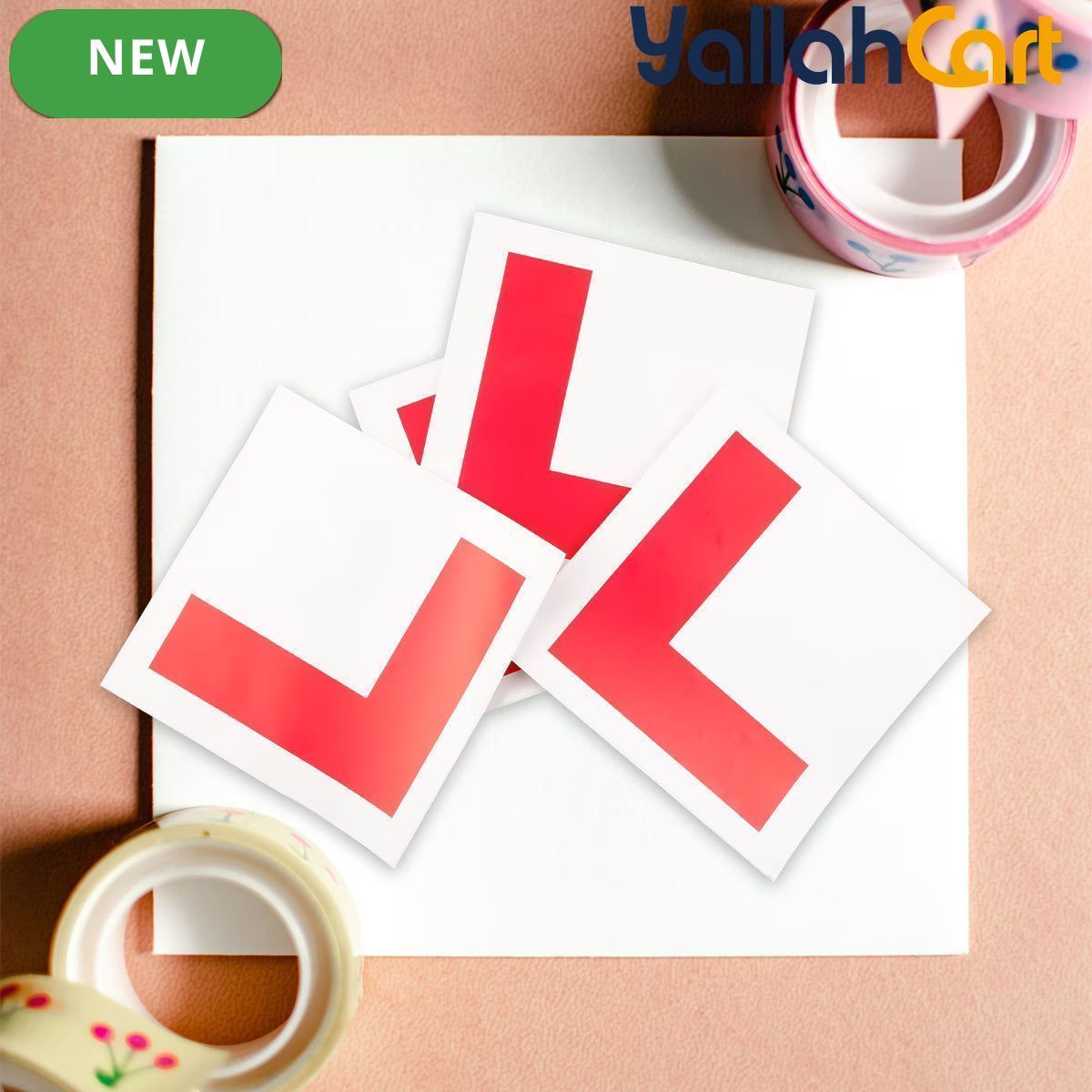 4-Piece Red L Plate Stickers for Cars & Motorcycles