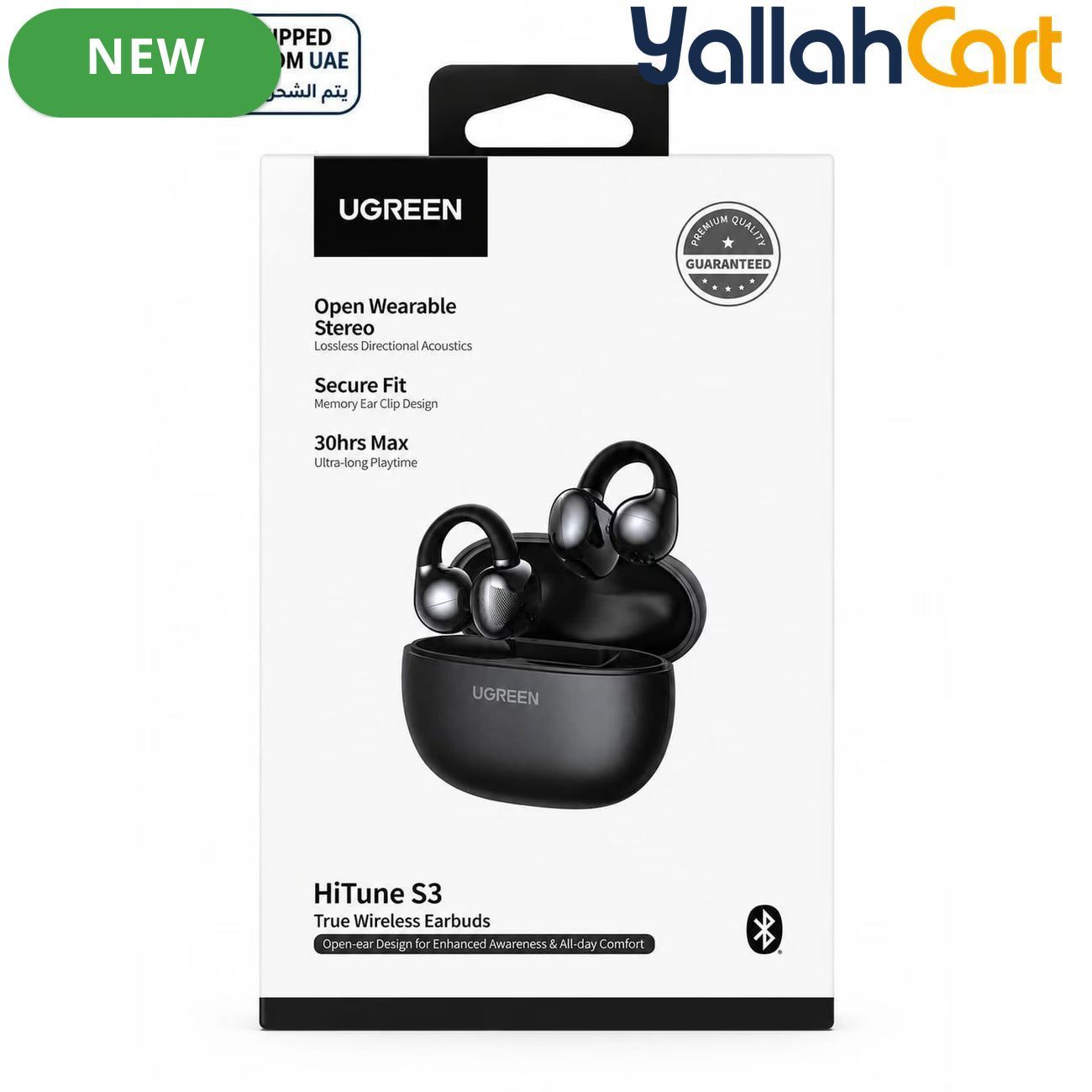 UGREEN HiTune S3 Open-Ear True Wireless Earbuds – 30H Playtime, Black