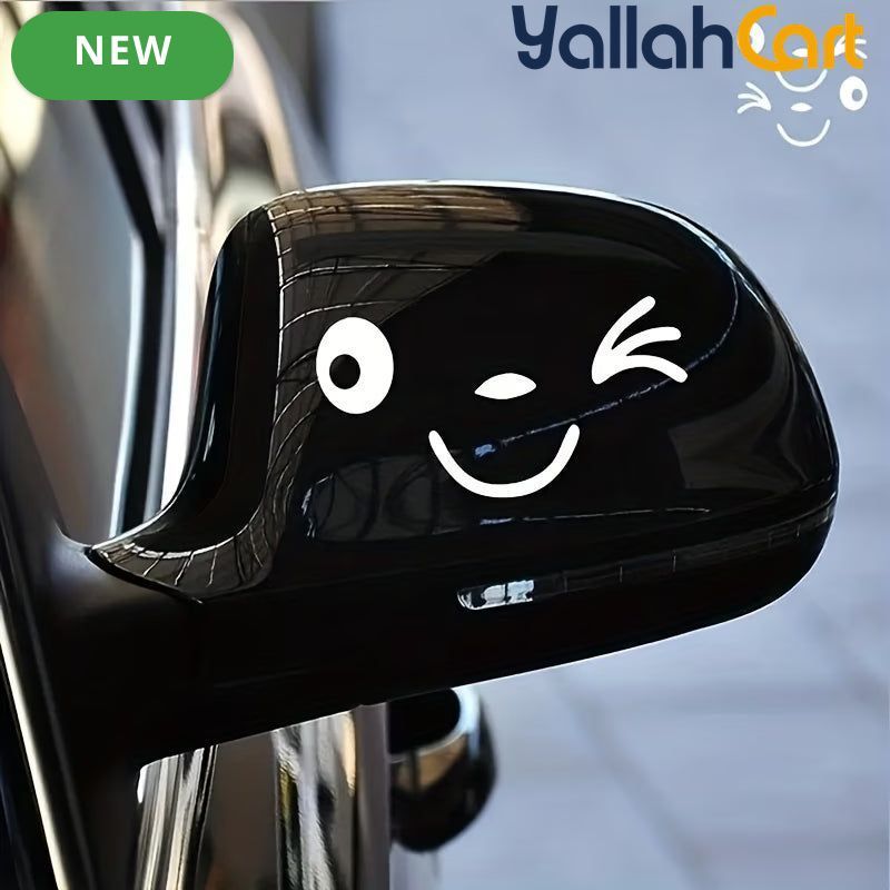 2-Piece Cute Smiley Face Car Stickers