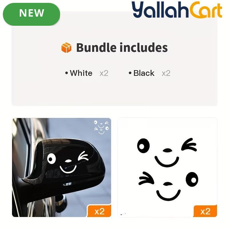 2-Piece Cute Smiley Face Car Stickers