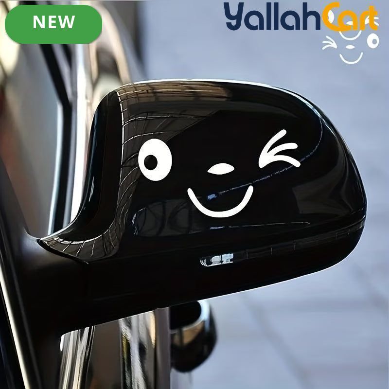 2-Piece Cute Smiley Face Car Stickers