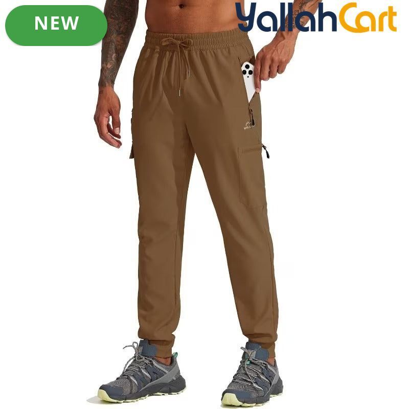 Men’s Lightweight Quick-Dry Hiking Pants – Outdoor Travel Trousers with Zippered Pockets