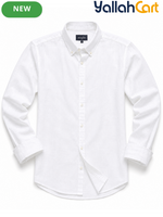 EAGLE Men’s Linen Full Sleeve Button-Down Shirt – Solid Regular Fit Smart-Casual Shirt