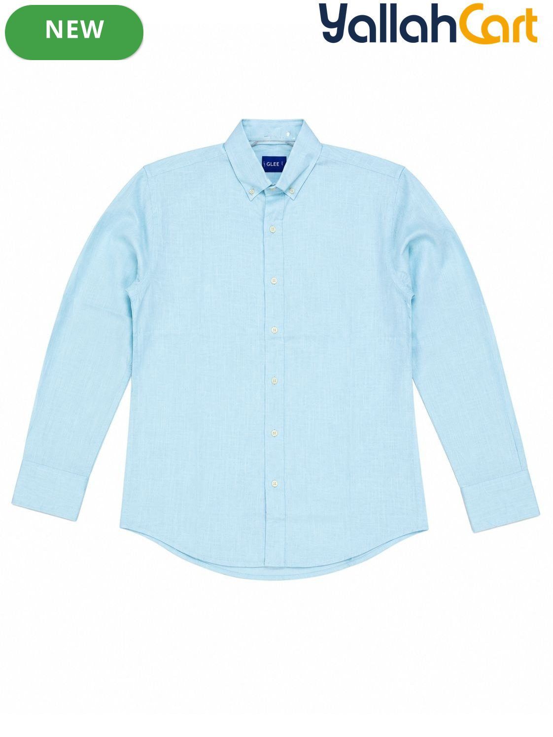 EAGLE Men’s Linen Full Sleeve Button-Down Shirt – Solid Regular Fit Smart-Casual Shirt