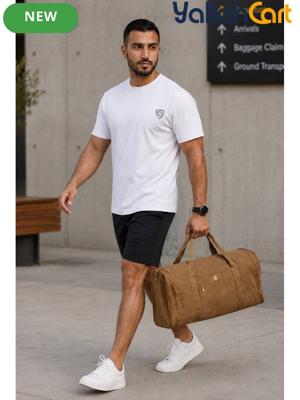 Men’s Minimalist Athletic Logo T-Shirt – Premium Combed Cotton Crew Neck (Crisp White)