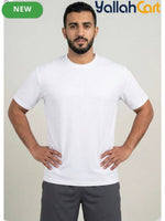 Men’s Minimalist Athletic Logo T-Shirt – Premium Combed Cotton Crew Neck (Crisp White)