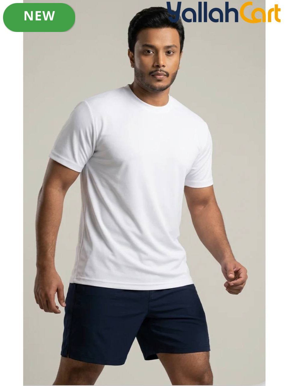 Men’s Minimalist Athletic Logo T-Shirt – Premium Combed Cotton Crew Neck (Crisp White)