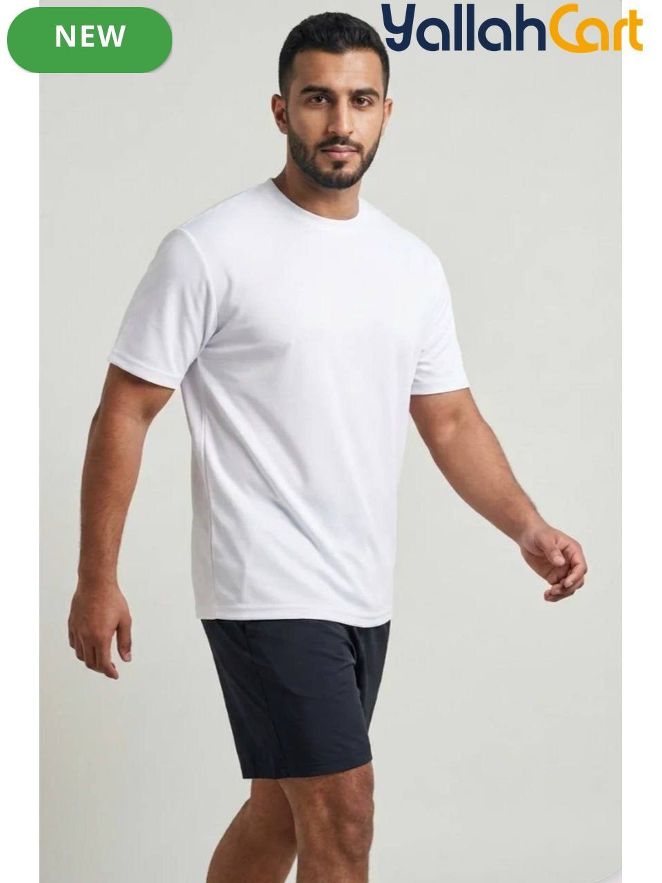 Men’s Minimalist Athletic Logo T-Shirt – Premium Combed Cotton Crew Neck (Crisp White)