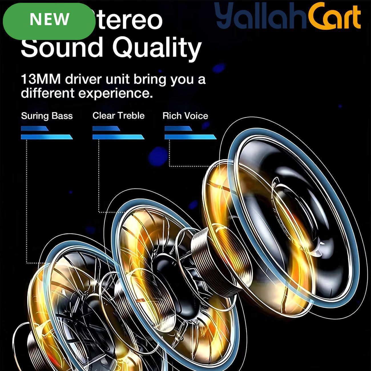 Wireless Earbuds – HiFi Stereo Sound, 13mm Driver & 24H Battery Life