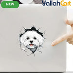Cute White Puppy Sticker – Waterproof PVC Car, Laptop & Wall Decal