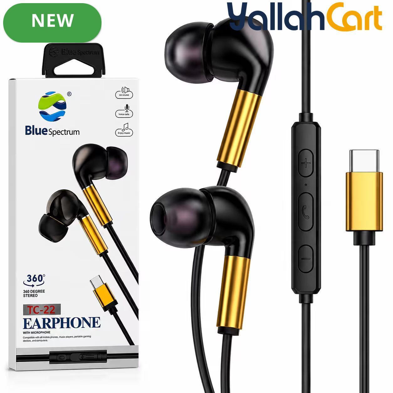 BlueSpectrum TC-22 Wired Earphones with Type-C Connector
