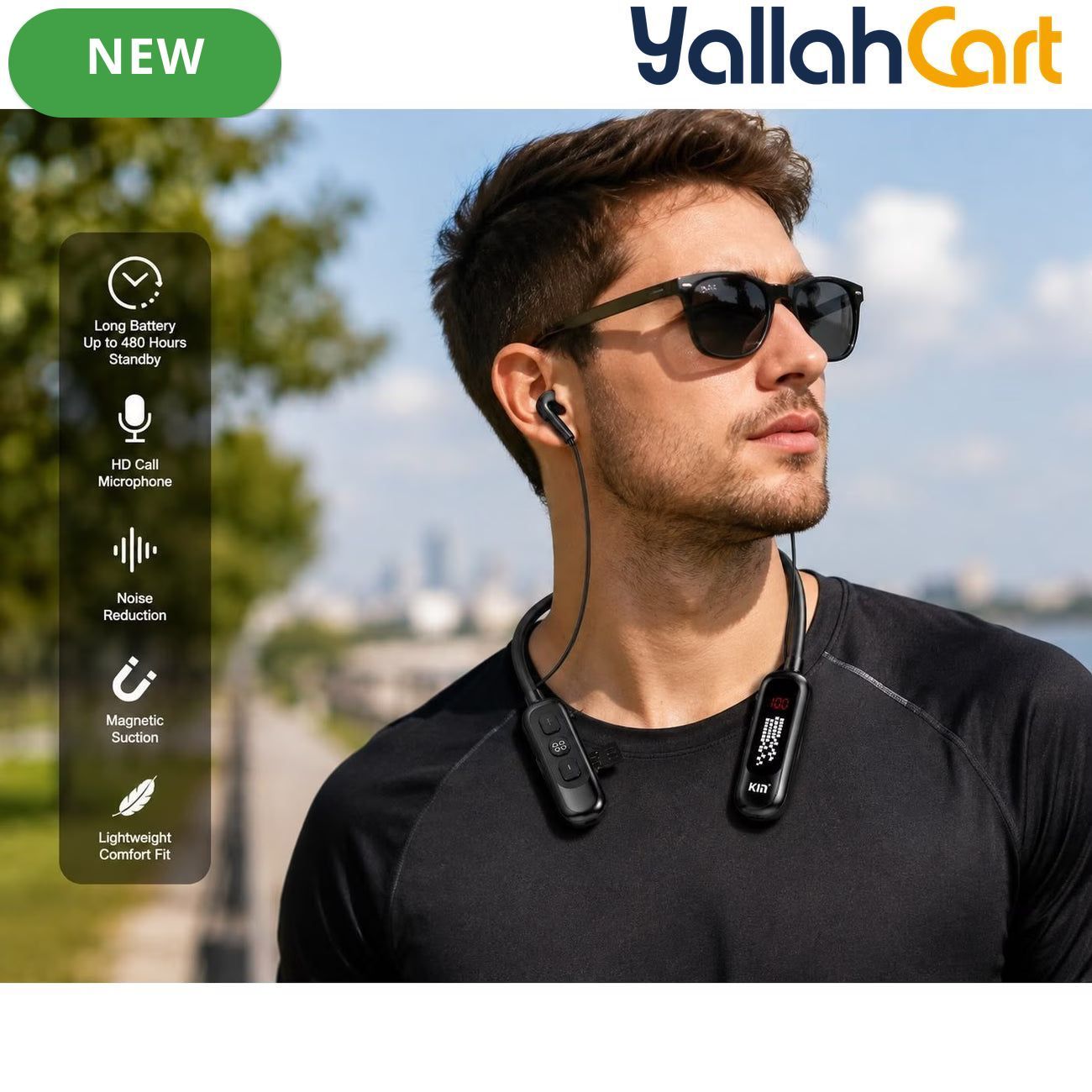 K1 KL98 Wireless Neckband Headset – 48H Playtime, Black