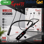 YOUZ Sports Wireless Neckband Earphones V5.4 with LED Display – Black