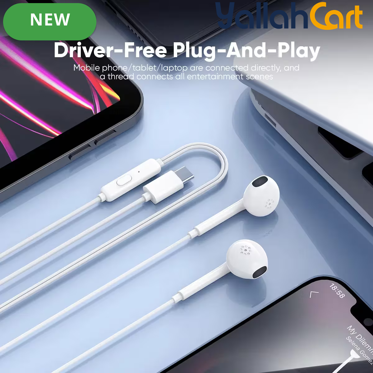 VIDVIE HS685T Type-C Wired Earphones – 14mm Driver & Built-In Mic