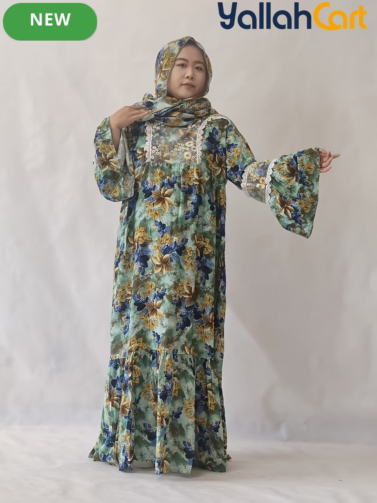 Plus Size Women’s Elegant Lace Robe Dress with Scarf Detail – Modest Long Dress