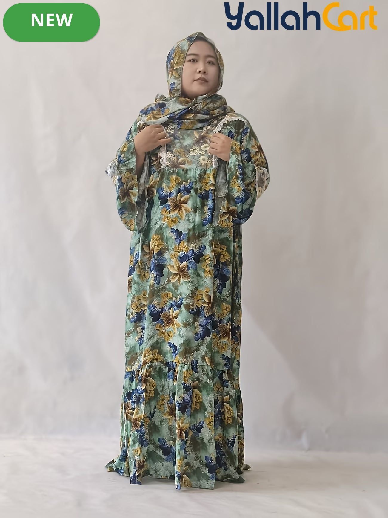 Plus Size Women’s Elegant Lace Robe Dress with Scarf Detail – Modest Long Dress