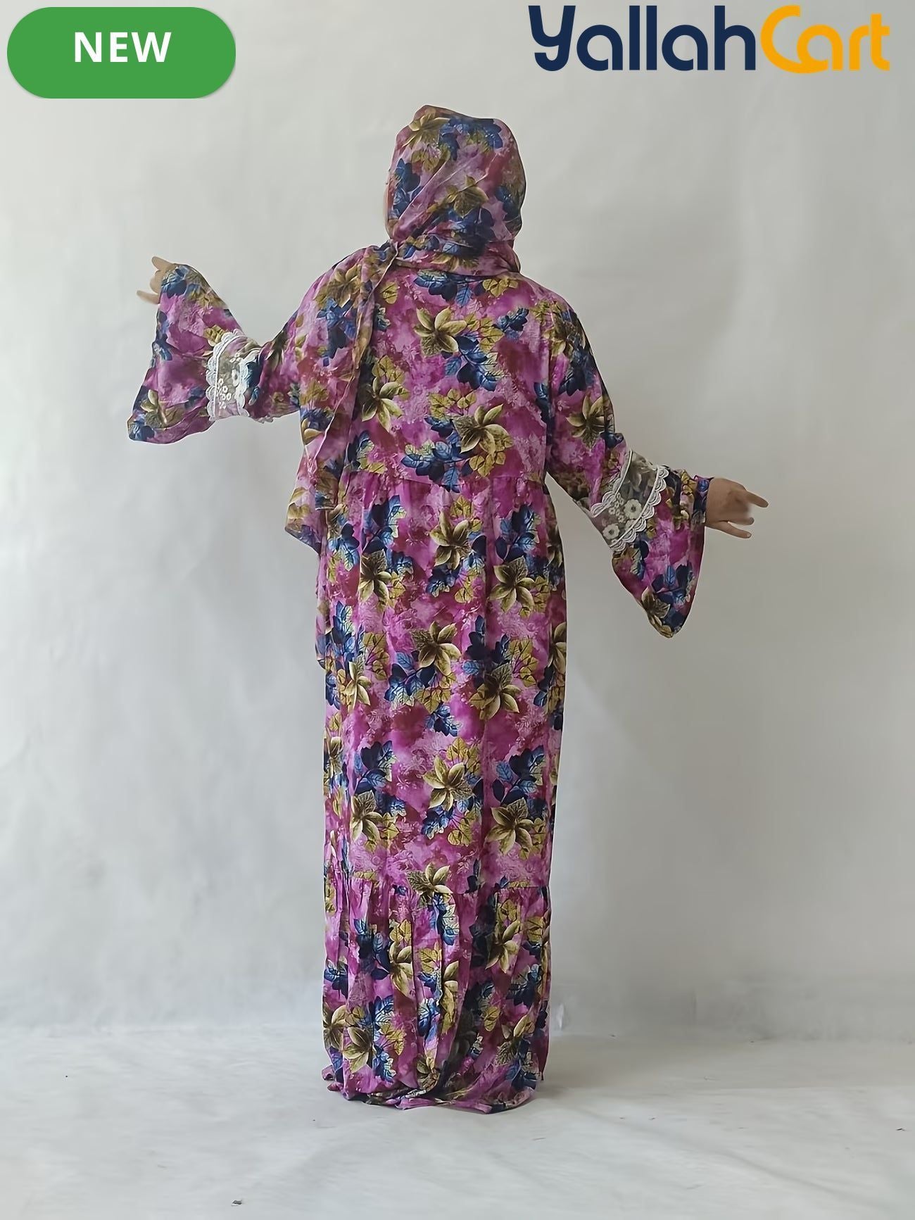 Plus Size Women’s Elegant Lace Robe Dress with Scarf Detail – Modest Long Dress