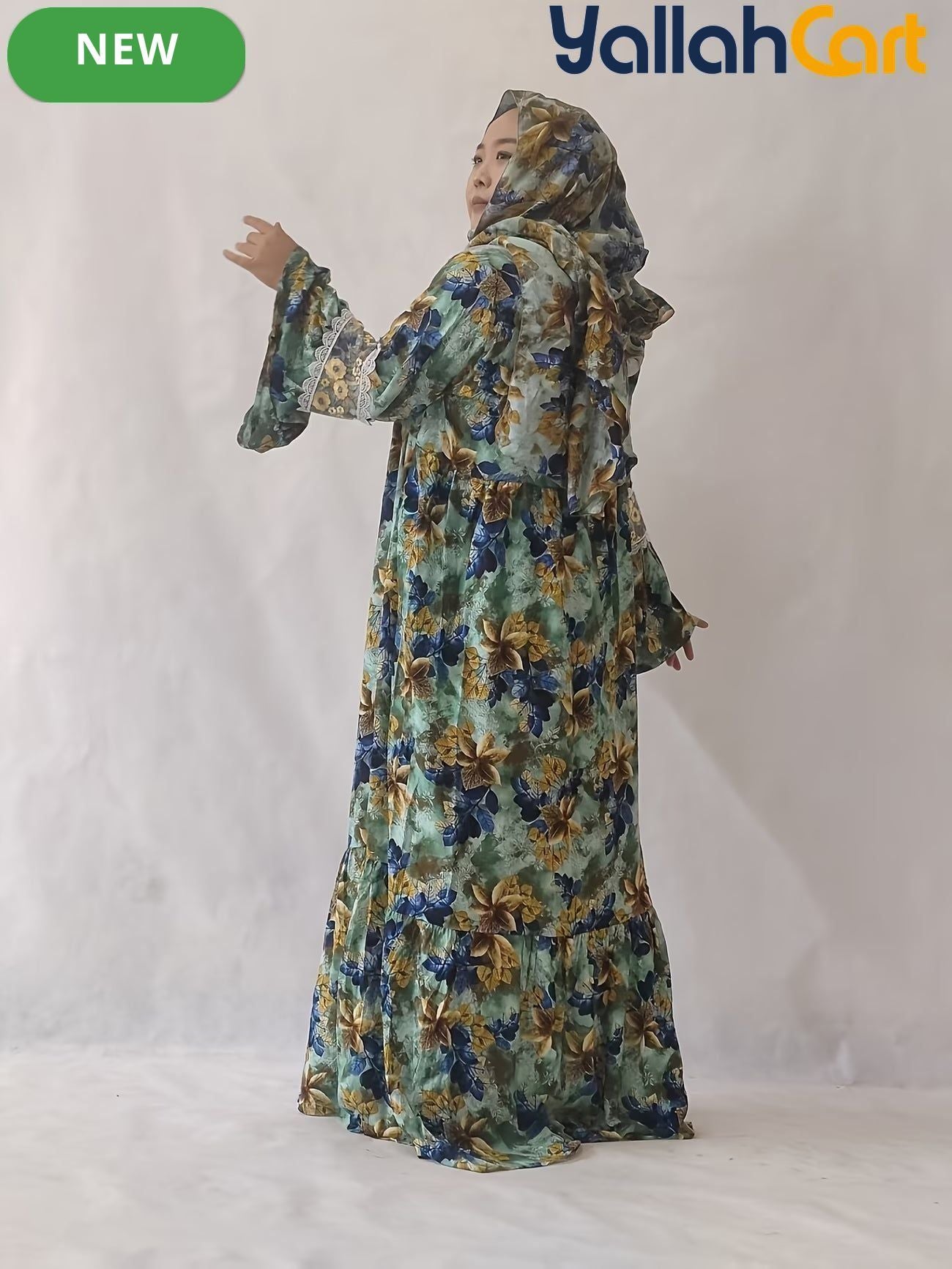 Plus Size Women’s Elegant Lace Robe Dress with Scarf Detail – Modest Long Dress