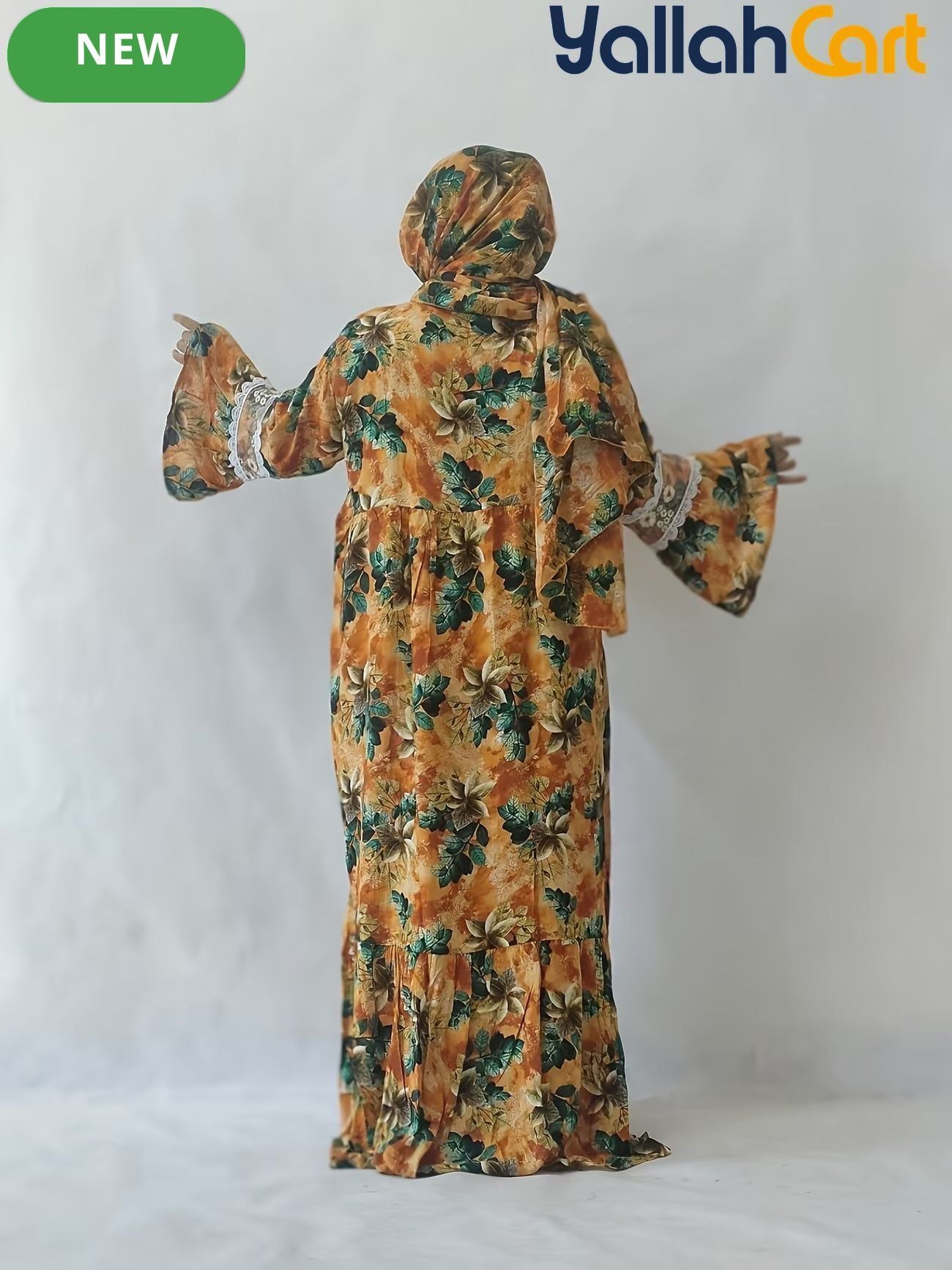 Plus Size Women’s Elegant Lace Robe Dress with Scarf Detail – Modest Long Dress