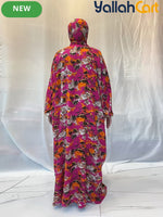 Plus Size Women’s Embroidered Lace Prayer Robe – Floral Long Dress with Lantern Sleeves