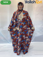 Plus Size Women’s Embroidered Lace Prayer Robe – Floral Long Dress with Lantern Sleeves