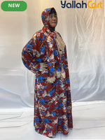 Plus Size Women’s Embroidered Lace Prayer Robe – Floral Long Dress with Lantern Sleeves