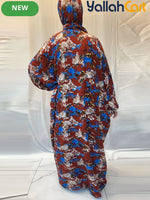 Plus Size Women’s Embroidered Lace Prayer Robe – Floral Long Dress with Lantern Sleeves