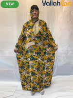 Plus Size Women’s Embroidered Lace Prayer Robe – Floral Long Dress with Lantern Sleeves