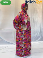 Plus Size Women’s Embroidered Lace Prayer Robe – Floral Long Dress with Lantern Sleeves