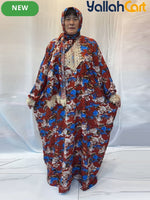 Plus Size Women’s Embroidered Lace Prayer Robe – Floral Long Dress with Lantern Sleeves