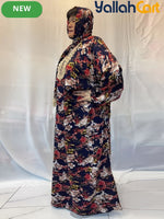 Plus Size Women’s Embroidered Lace Prayer Robe – Floral Long Dress with Lantern Sleeves