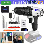 21V Electric Drill - Black/White, 1500mAh Lithium-Ion Impact Drill, 25+1 Torque Settings, 45MN Torque, 0-400/1400RPM Dual Speed, LED Light, 30pcs Drill Bit Set, Multifunctional Cordless Drill for Wood, Metal, Tile & Wall