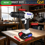 21V Electric Drill - Black/White, 1500mAh Lithium-Ion Impact Drill, 25+1 Torque Settings, 45MN Torque, 0-400/1400RPM Dual Speed, LED Light, 30pcs Drill Bit Set, Multifunctional Cordless Drill for Wood, Metal, Tile & Wall