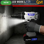 21V Electric Drill - Black/White, 1500mAh Lithium-Ion Impact Drill, 25+1 Torque Settings, 45MN Torque, 0-400/1400RPM Dual Speed, LED Light, 30pcs Drill Bit Set, Multifunctional Cordless Drill for Wood, Metal, Tile & Wall