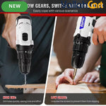 21V Electric Drill - Black/White, 1500mAh Lithium-Ion Impact Drill, 25+1 Torque Settings, 45MN Torque, 0-400/1400RPM Dual Speed, LED Light, 30pcs Drill Bit Set, Multifunctional Cordless Drill for Wood, Metal, Tile & Wall