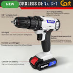 21V Electric Drill - Black/White, 1500mAh Lithium-Ion Impact Drill, 25+1 Torque Settings, 45MN Torque, 0-400/1400RPM Dual Speed, LED Light, 30pcs Drill Bit Set, Multifunctional Cordless Drill for Wood, Metal, Tile & Wall