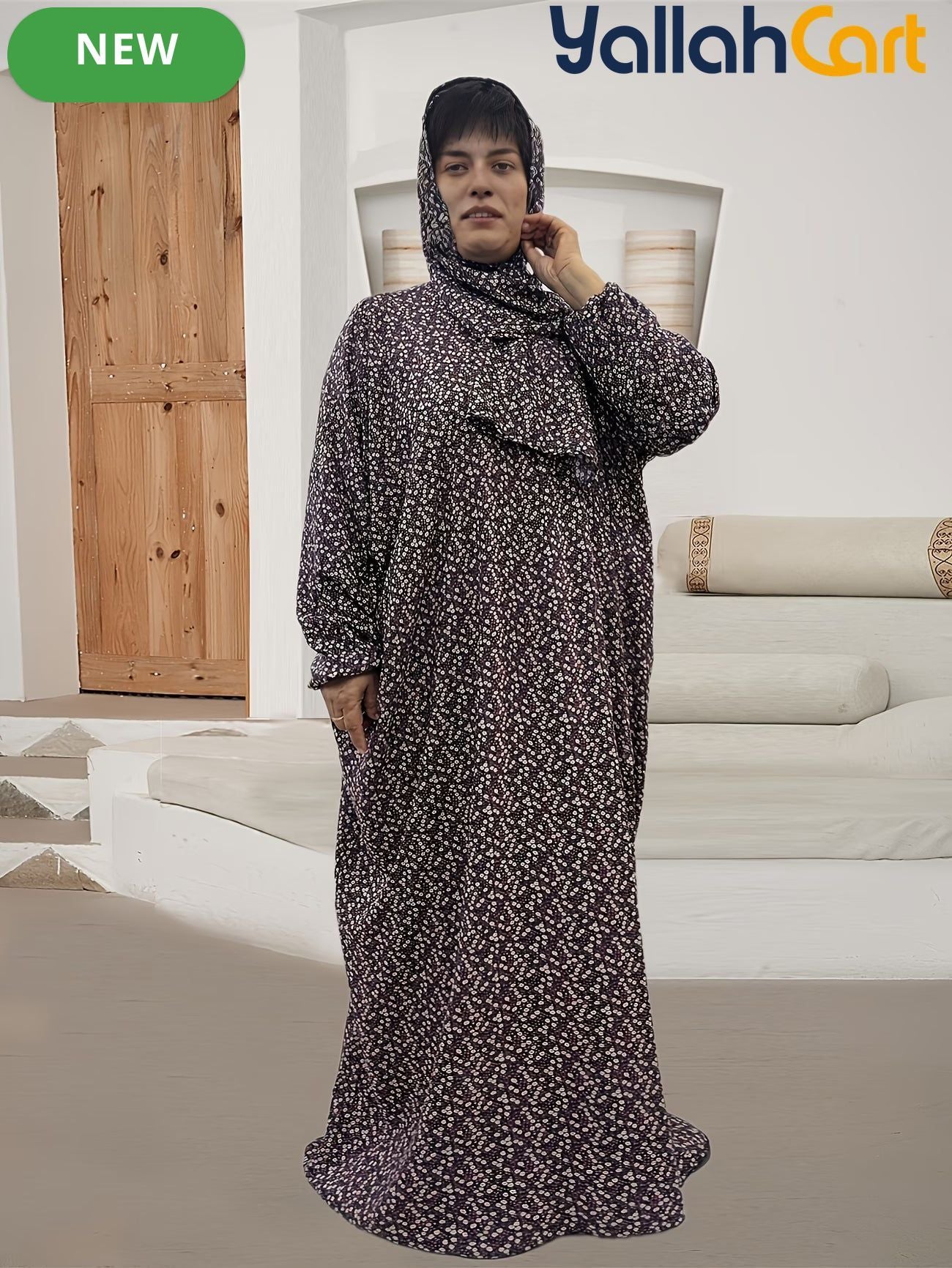 Plus Size Women’s Loose Prayer Robe with Scarf – Comfortable Modest Long Dress
