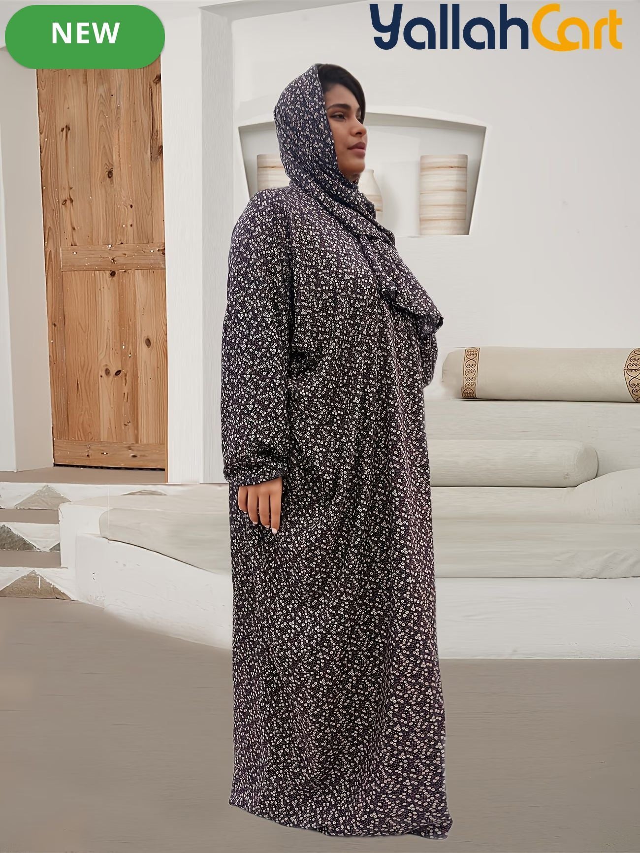 Plus Size Women’s Loose Prayer Robe with Scarf – Comfortable Modest Long Dress