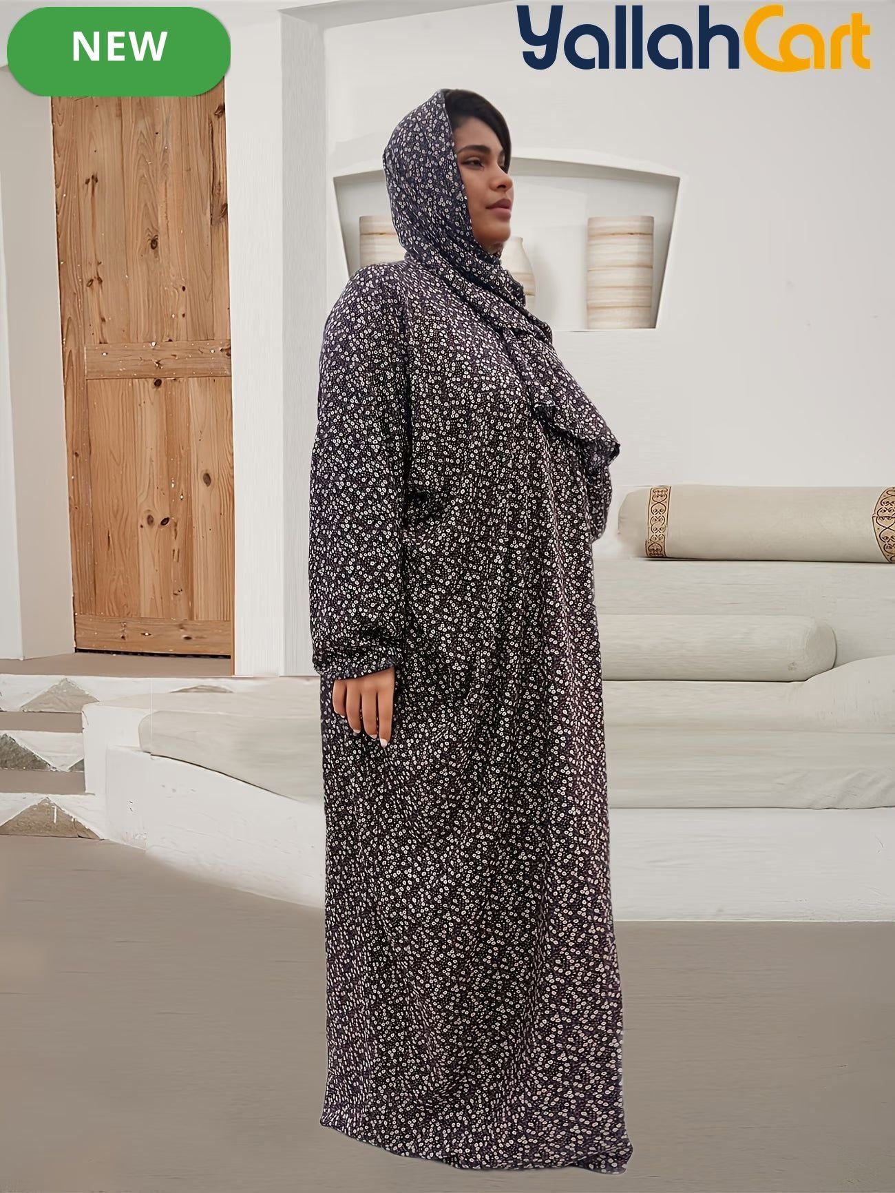 Plus Size Women’s Loose Prayer Robe with Scarf – Comfortable Modest Long Dress