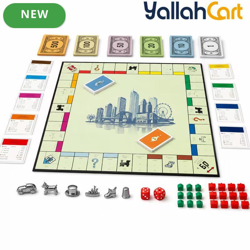 Classic Property Trading Board Game - Multicolor Family Strategy Game for 2–6 Players, Play Money, Dice, Cards & Tokens, Fun Game Night Activity for Ages 8+ to Adults