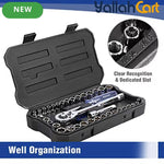 39pcs Socket Set - Black, 1/4 Inch & 3/8 Inch Drive Metric & SAE Sockets, Cr-V Steel, Quick Release Ratchet, Portable Car Repair Tool Kit