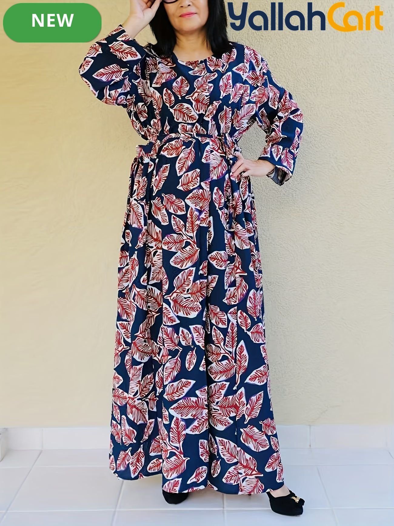 Plus Size Women’s Stylish Printed Dress – Comfortable & Breathable Casual Wear