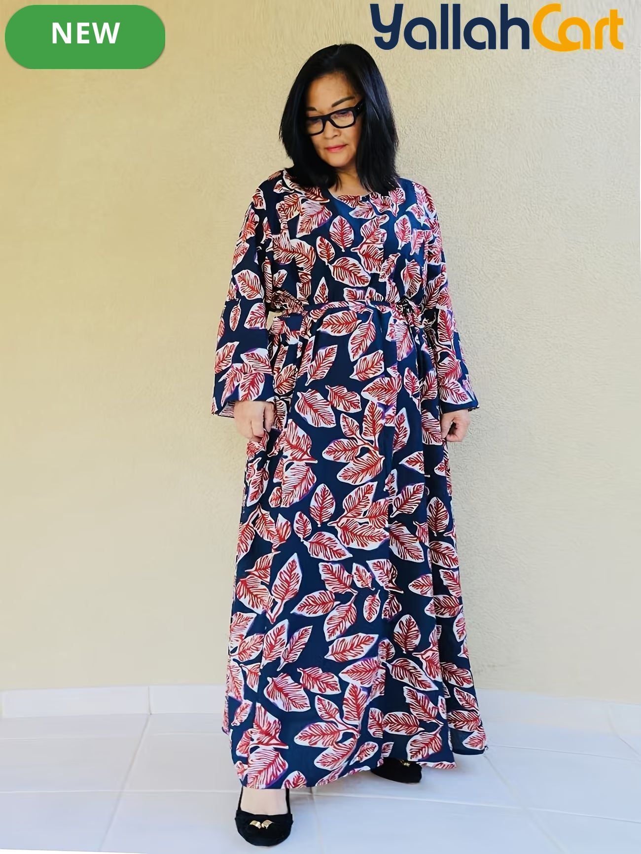 Plus Size Women’s Stylish Printed Dress – Comfortable & Breathable Casual Wear