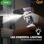 21V Cordless Drill - Black & White, 45NM Brushless Impact Drill, 2 Speed Modes, 0-400/1400RPM, LED Light, 2 X 1500mAh Batteries, Charger, 30pcs Drill Accessories And Plastic Case